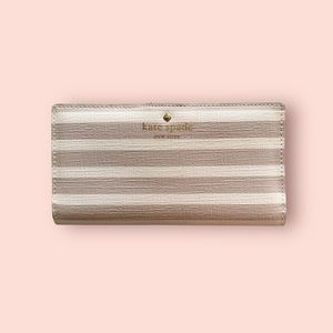 Kate Spade Fairmount Square Stacy Continental Snap Wallet~Crisp Linen and Cream